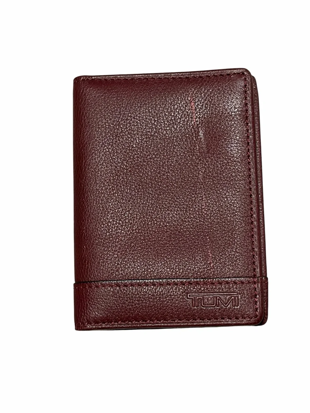 Tumi Burgundy Leather Card & Key Holder